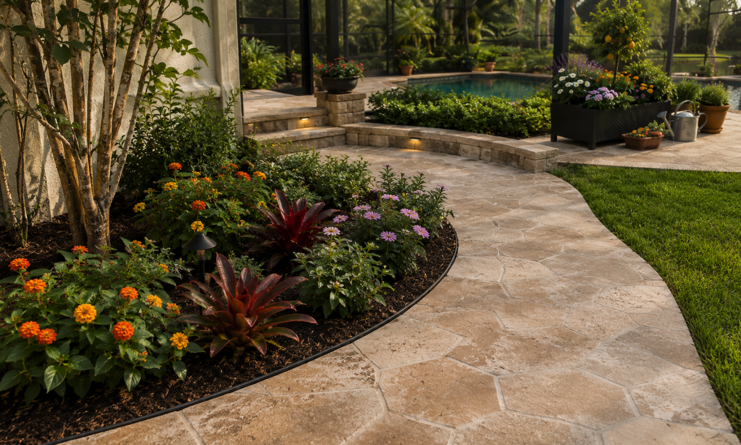 South Florida garden pathway and landscape view.
